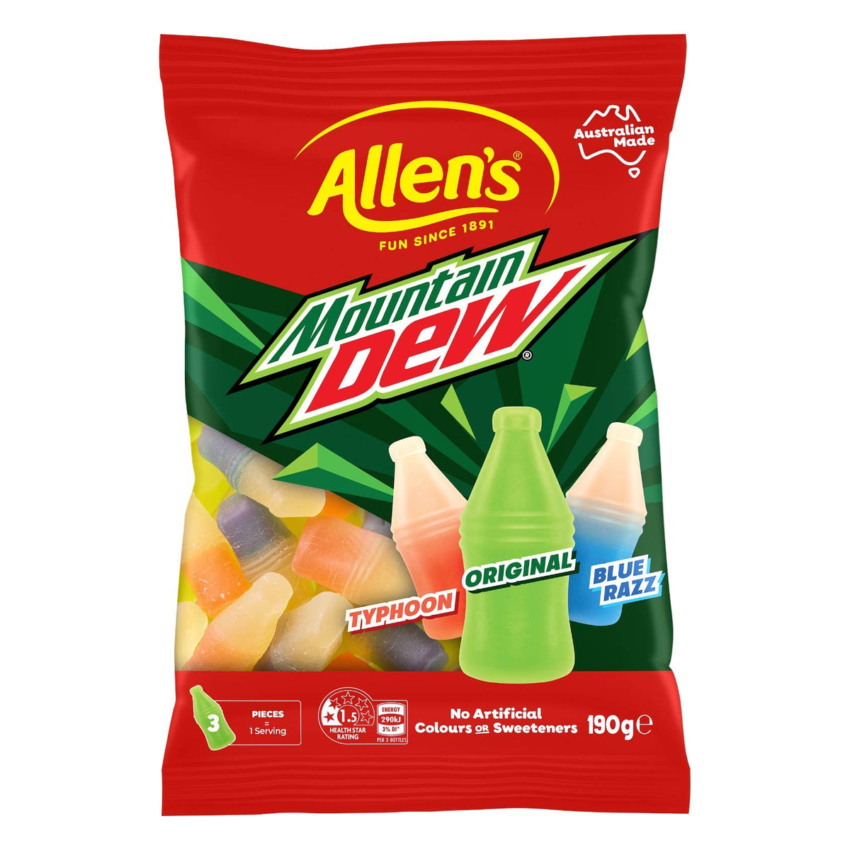 Allen's Mountain Dew Bottle Shape Jellies
