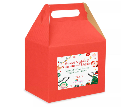 Movie Night Countdown Box, 12 or 24 Days of Christmas Movies & Treats!
