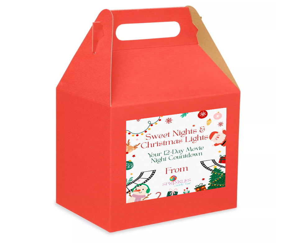 Movie Night Countdown Box, 12 or 24 Days of Christmas Movies & Treats!